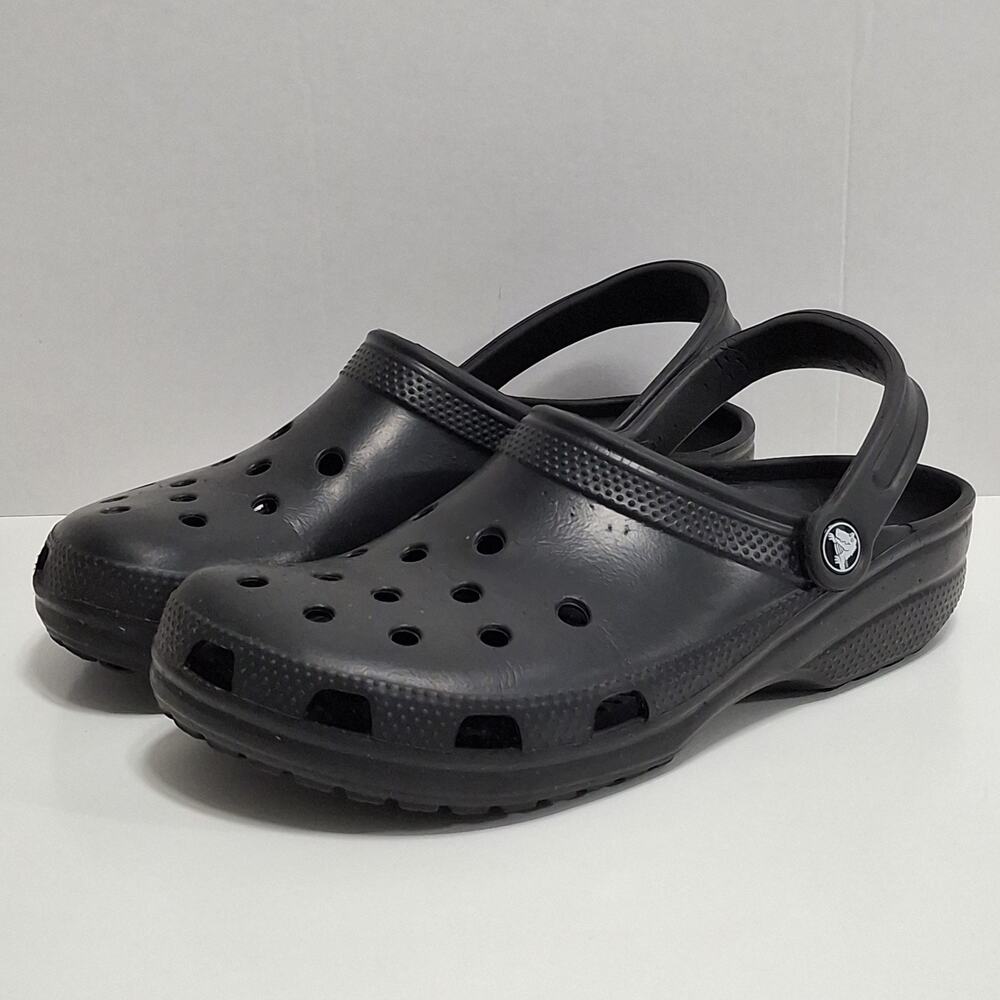 Crocs Classic Clog Mens 8 Womens 10 Black Croslite Perforated Backstrap Slip On